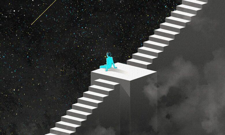 fantasy, night, ladder, universe, stars, science fiction, future, meteor, earth, man, loneliness, space wallpaper, ladder, universe, future, future, future, future, future