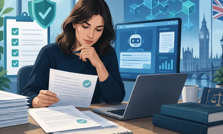 Crypto content freelancer using an AI workflow with source checks and a compliance checklist