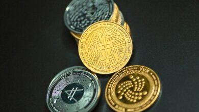 a group of coins sitting on top of a table